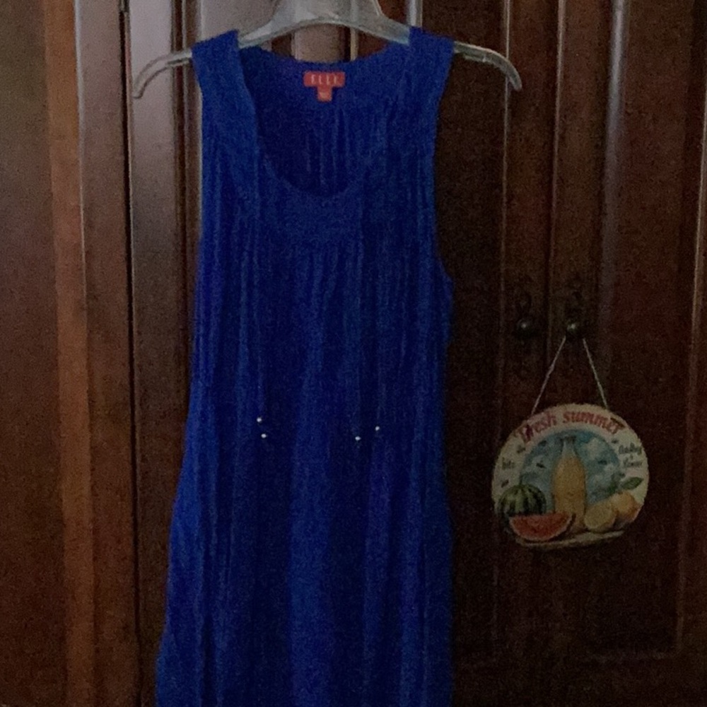 Elle Blue Sleeveless Scoop Neck Sundress
